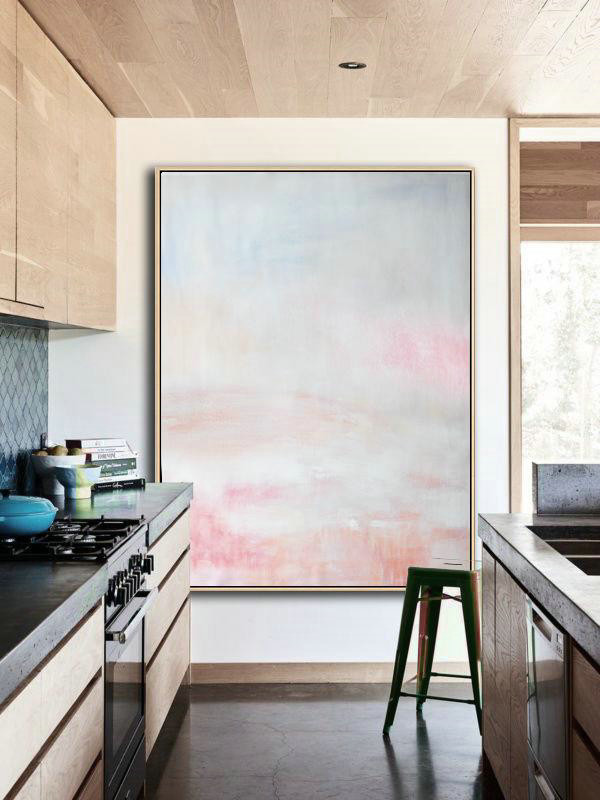 Large Abstract Art Handmade Painting,Vertical Vertical Abstract Art On Canvas,Modern Paintings On Canvas,Grey,Pink,White.etc